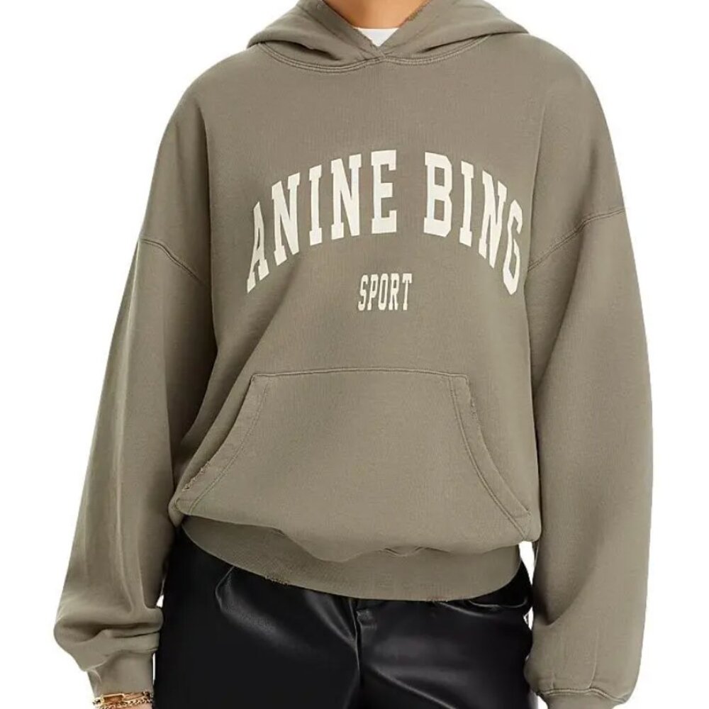 NWT Anine Bing Sport Harvey Logo Hoodie Green / Khaki XXS